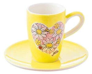 Mila Smile Blumen in Herzform Espresso-Set - Tasse mit Untertasse - Keramik 88319