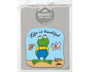 Mila Magnet Frosch "Life is beautiful" Kühlschrankmagnet mit Geschenkverpackung