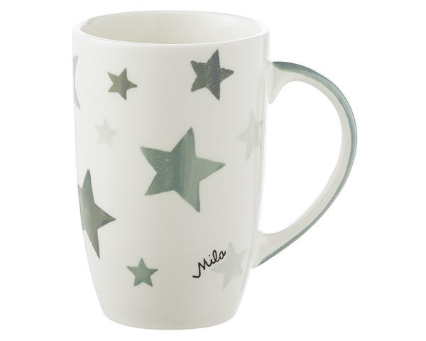 Mila Grey Stars - Designbecher - 230 ml - Tasse - Henkelbecher - Keramik mit Sternenhimmel