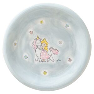 Teller Prinzessin mit Einhorn - Keramik - in zartrosa und hellgrau Pastell 84233