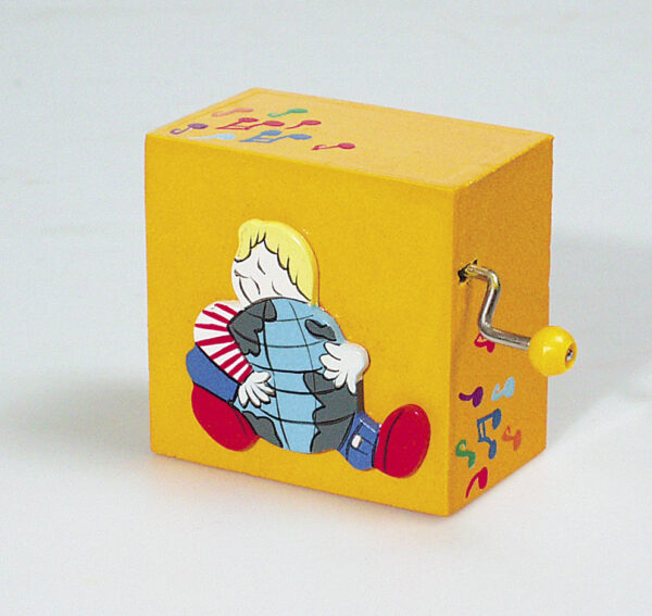 Kinder Drehorgel Spieluhr in Holzbox - Mini Musik Box mit Handkurbel It´s a smal world