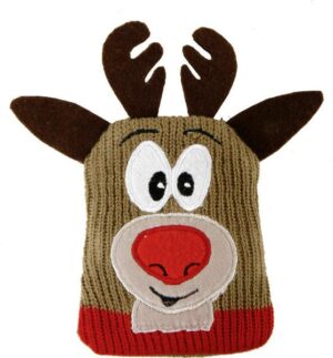 Elch Strickhülle - Geschenkbeutel Rentier Didi aus Polyester-Strick - weihnachtliche Schmuckverpackung