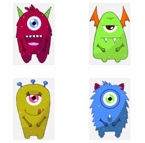 Taschenwärmer Monster - lustige Einäugige Monster Taschenheizkissen Fingerwärmer - einzeln oder 4 verschiedene Design im Geschenkset