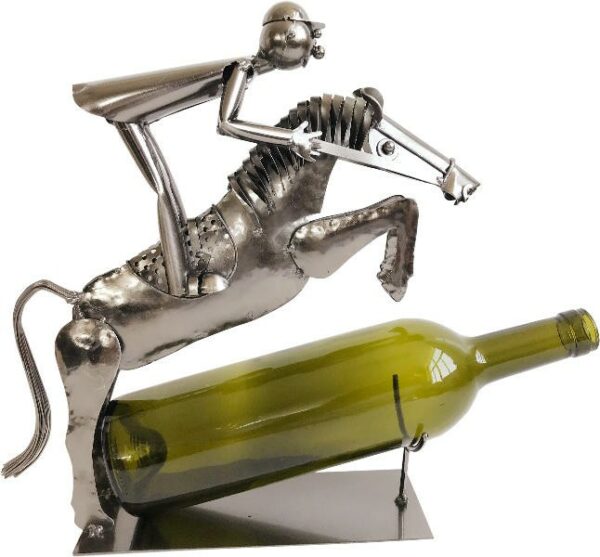 Flaschenhalter Reiter Skulptur Springreiter Weinflaschenhalter