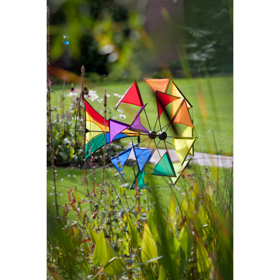 HQ Windspiel Duett Windmill Illusion Rainbow - doppeltes Windrad - Windmühle 360 ° drehend