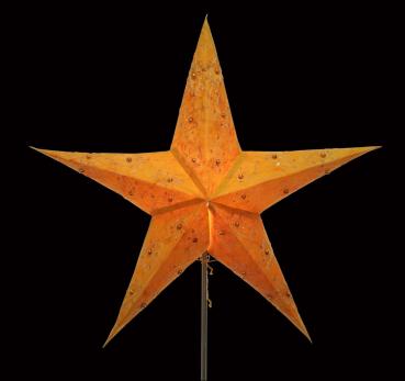 Leela Zari Batik orange - Faltbarer Leuchtstern, Weihnachtsstern 60 cm - Sternenlampe Papierstern aus handgeschöpften Batikpapier