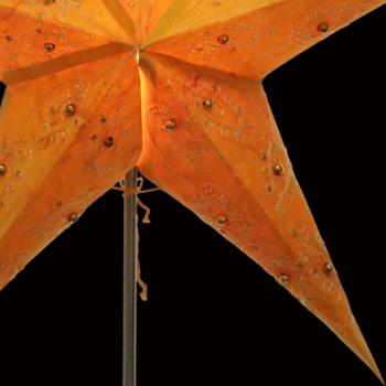 Leela Zari Batik orange - Faltbarer Leuchtstern, Weihnachtsstern 60 cm - Sternenlampe Papierstern aus handgeschöpften Batikpapier