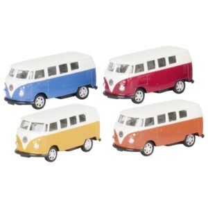 Modellauto Volkswagen Microbus (1962), Spritzguss, 1:60, L= 7,3 cm - Welly VW Bulli mit Rückzugsmotor