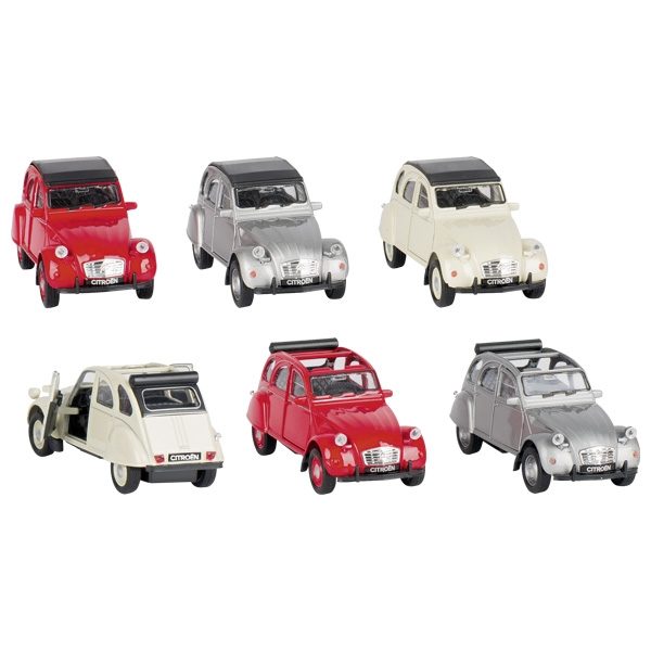 Ente Modellauto Citroen 2CV (1979), Spritzguss, 1:34-39 L= 11,7cm mit Rückzugmotor