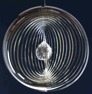 Spirale Ringe Edelstahl mit Kristallkugel - Metallmobile - Made in Germany