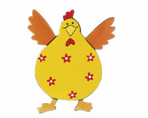 Mila Metall Magnet Hahn - Crazy Chicken, gelb