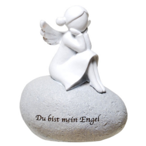 Schutzengel auf Stein mit Zitat: Du bis mein Engel - Poly Engel ohne Gesicht