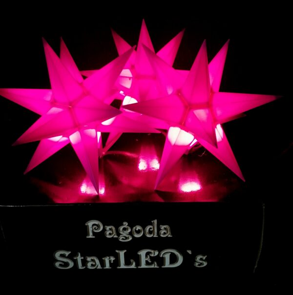 3D LED Sterne Pagoda - Lichterkette 3 Weihnachtssterne 9 cm Leuchtstern mit Timer