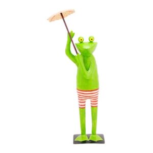 XXL Frosch mit Schirm - Metallfrosch Gartenskulptur 153cm