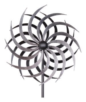 Doppelwindrad Metall silber/grau, kugelgelagert - ArtFerro Metalldesign Sichelwindrad