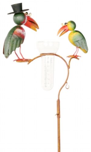 Vogelpaar Regenmesser Rabenpaar - Rabe mit Zylinder + Brille - Niederschlagsmesser Vogelhochzeit