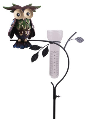Regenmesser Eule - Niederschlagsmesser Gartenstecker aus Metall