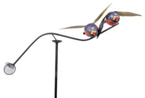 Vogel Windspiel Legoh - buntes Vogelpaar mit Glaskugel - Metall Balancer Gartenstecker ArtFerro 210768