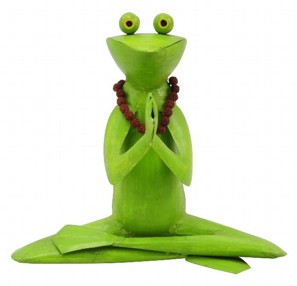 Yoga Frosch Kanu in Lotus Pose meditierender Metallfrosch