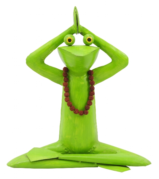 Yoga Frosch Kanu in Lotus oben Pose Metall Frosch 34 cm