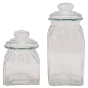 Glas Bonboniere JAR - Glasbonboniere Bonbonglas 10,4x10,4x15 cm - Vorratsgefäß Gebäckdose Keksdose Vintage Shabby