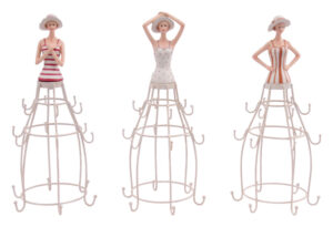 Retro Badedame Schmuckständer - Schmuckpuppe Dame mit Hut - Schmuckhalter mit 18 Fangarmen