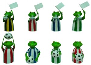 Zaunhocker Fußballfrosch + Schiri Frosch Fussball - Pfostenhocker - Zaungast - Metall Deko