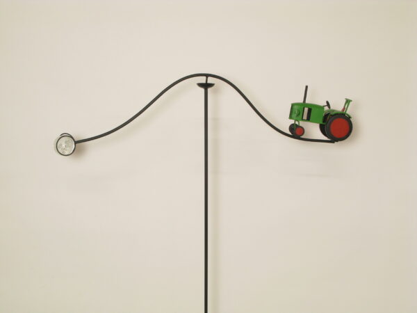 Windspiel Gartenstecker Trecker, grün - Metall Balancer Windspiel Traktor