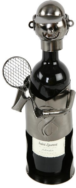 Badminton Flaschenhalter Tennis Skulptur - Weinflaschenhalter Tennisspieler mit Schläger