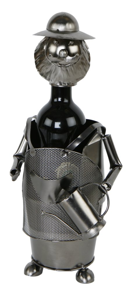 Flaschenhalter Gärtner Skulptur Weinflaschenhalter aus Metall