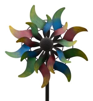 XXL Windrad Doppelwindrad ArtFerro Windspiel Gartenstecker Gartendeko Metall - matt lackiert