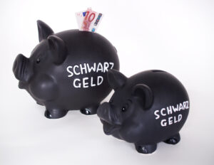 XL Spardose Sparschwein Schwarzgeld - schwarzes Keramik Schwein als Sparsau