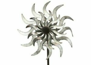 Metall Doppelwindrad silber, ArtFerro Windspiel Metalldesign Industrie Look