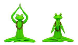 Yoga Frosch Kanu in Lotus Pose - meditierender Metallfrosch in Entspannungshaltung