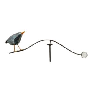 Vogel Windspiel Rabe Vogelwippe ArtFerro mit Glaskugel - Metall Balancer Gartenstecker