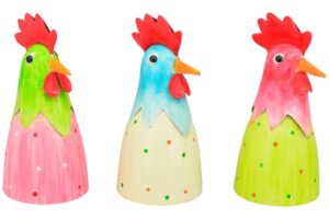 3 x Metall Zaunhocker Hahn - Bauernhof Zaungast Hühnerhof