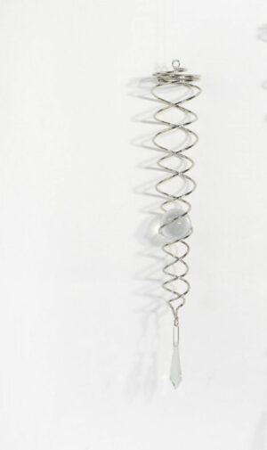 Kugel in der Spirale - Edelstahlspirale mit Glaskugel und Bleikristalltropfen - Feng Shui - CRYSTAL TWISTER Fenster oder Garten Girlande