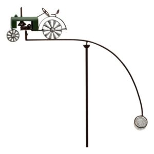 Windspiel Trecker Gartenstecker Metall Balancer - Nostalgie Traktor mit Glaskugel