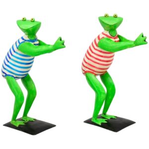 Metall Skulptur Schwimmer Frosch im Badeanzug - Retro Badefrosch - Metallfrosch 42cm