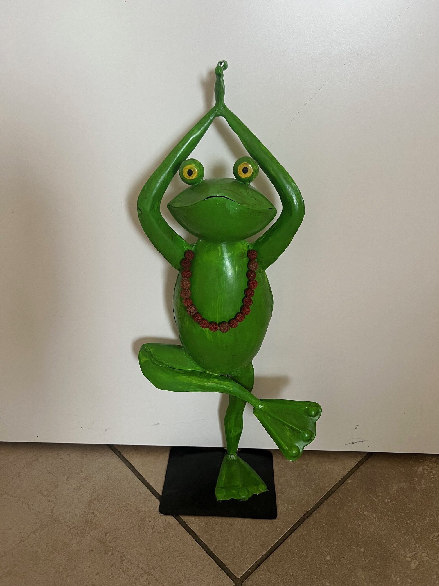 XL Metall Frosch Yoga Figur Gartenskulptur - Metallfrosch Yoga-Baum-Pose (Vrksasana)