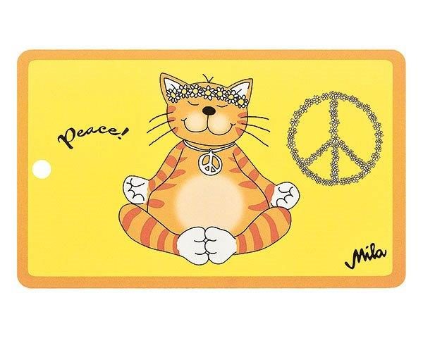 Mila Oommh Peace Frühstücksbrettchen Resopal - Yoga Katze Peacezeichen Brettchen
