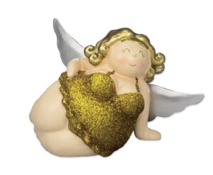 liegender Engel Molly in Modelpose, 15 cm  - Kult Engelsfigur Betty - mollige Tänzerin Rubensfigur