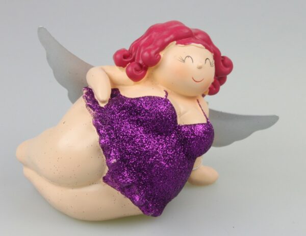 liegender Engel Molly in Modelpose, 15 cm  - Kult Engelsfigur Betty - mollige Tänzerin Rubensfigur