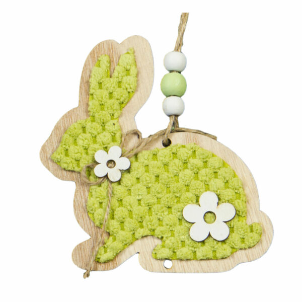 Deko Hänger Holz Hasen - moderne Frühlingsdeko Fensterhänger Hase mit Blume - 2er Set