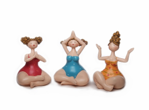 Yogafigur Molly - Yoga Dame Rubensmodell 11-16cm - mollige, lustige Frauen sportlich