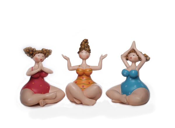 Yogafigur Molly - Yoga Dame Rubensmodell - mollige, lustige Frauen sportlich 14cm 2542