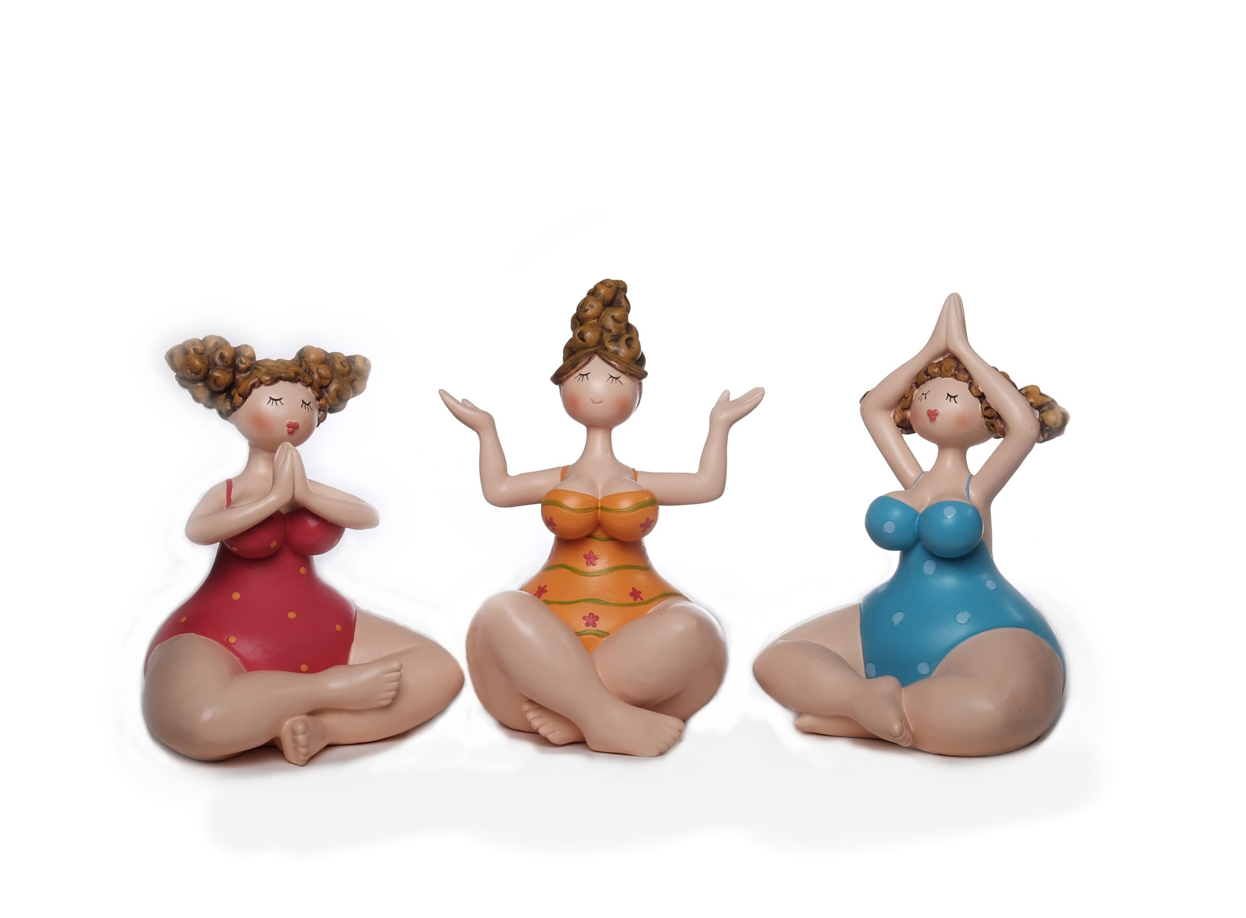 Eierbecher Yoga dicke Yogafiguren Yogaladies Yogafrauen Yogadamen Nanas 3ER SET 