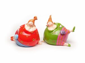 Kugelmädchen - Liegende dicke Damen mit Handtasche - Rubensmodell - mollige lustige Frauen 10cm