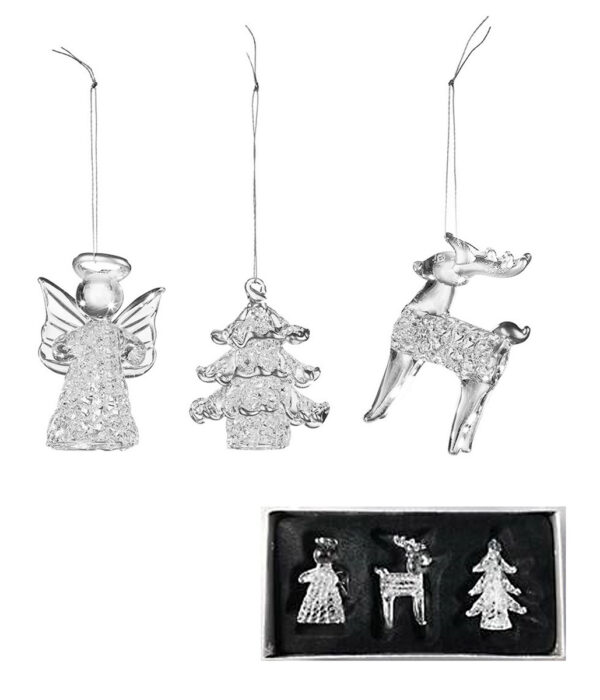 Glas Weihnachtsbaumschmuck - Engel, Baum und Rentier zum Aufhängen 26427