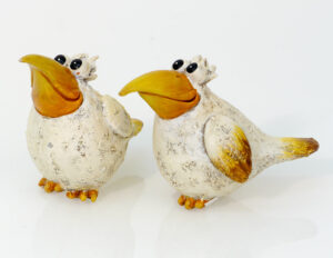 Deko Vogel Skulptur - Dekofigur lustiges Vögelchen, weiß, Polyresin